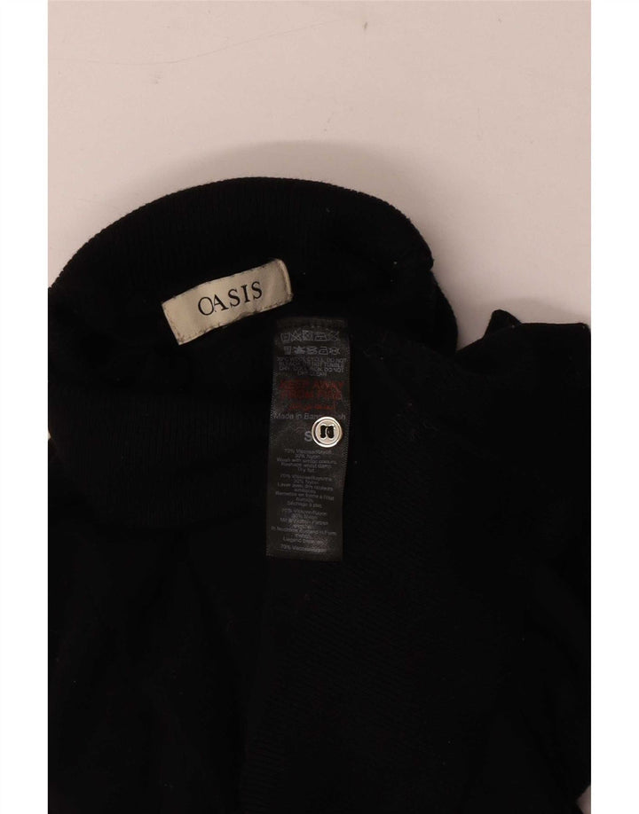 Suéter feminino Oasis com gola redonda e viscose preta pequena Reino Unido 10
