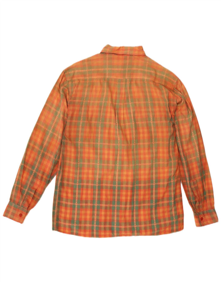Camisa masculina vintage pequena xadrez laranja