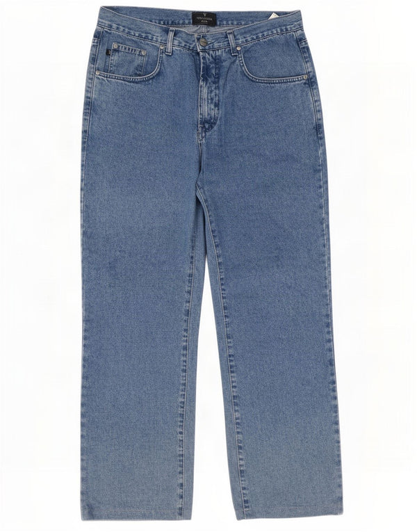 Trussardi Calça jeans reta masculina W34 L29 algodão azul