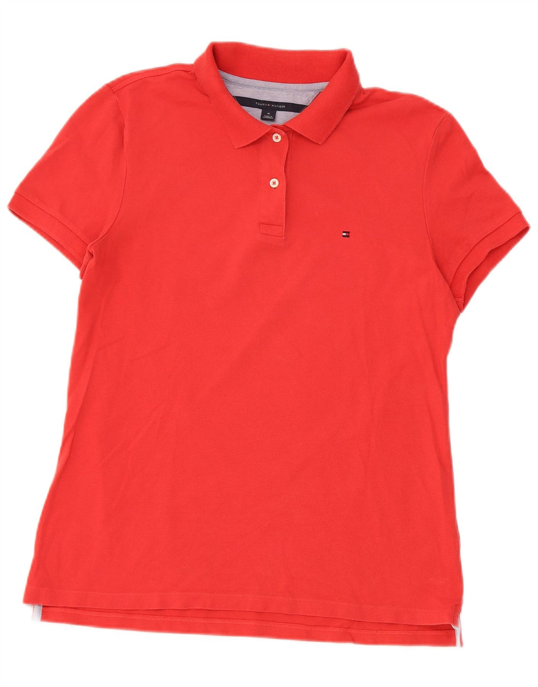 Camisa polo feminina Tommy Hilfiger Reino Unido 12 algodão vermelho médio