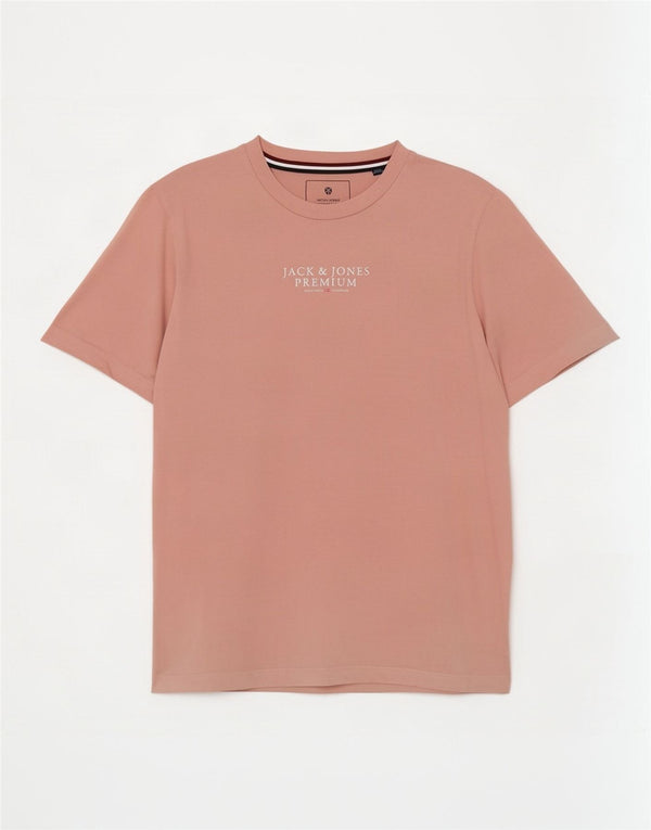Camiseta gráfica masculina Jack & Jones Top médio algodão rosa