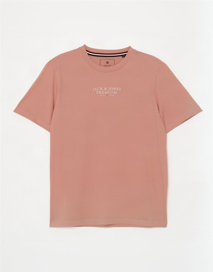 Camiseta gráfica masculina Jack & Jones Top médio algodão rosa