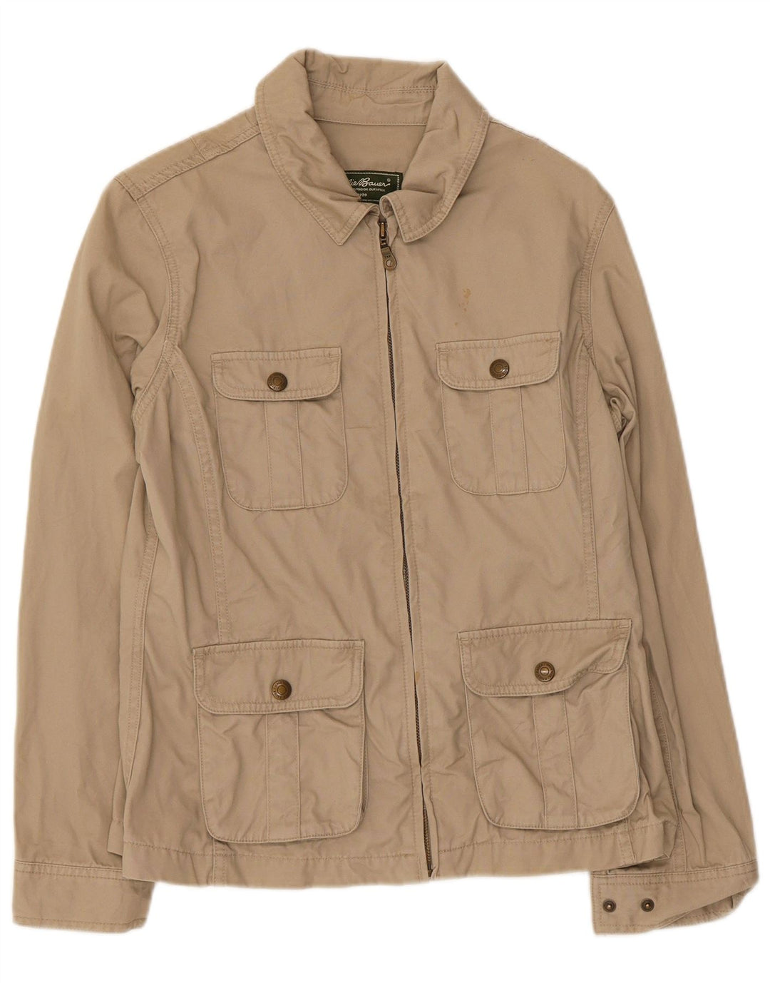 Jaqueta utilitária feminina Eddie Bauer UK 12 algodão bege médio