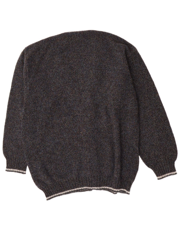 Suéter Cardigan Masculino Vintage IT 54 XL Lã Cinza