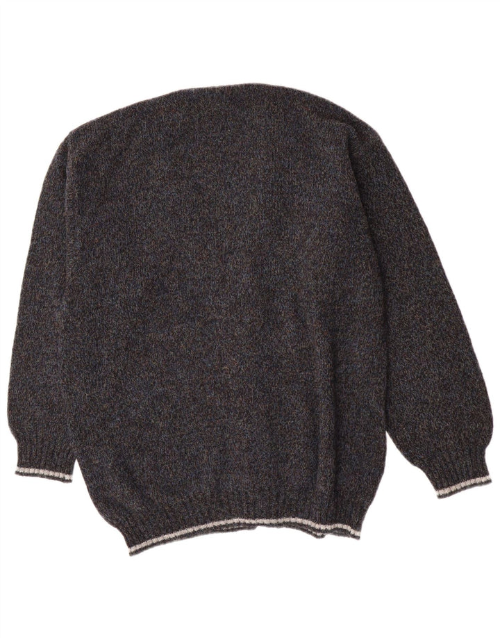Suéter Cardigan Masculino Vintage IT 54 XL Lã Cinza