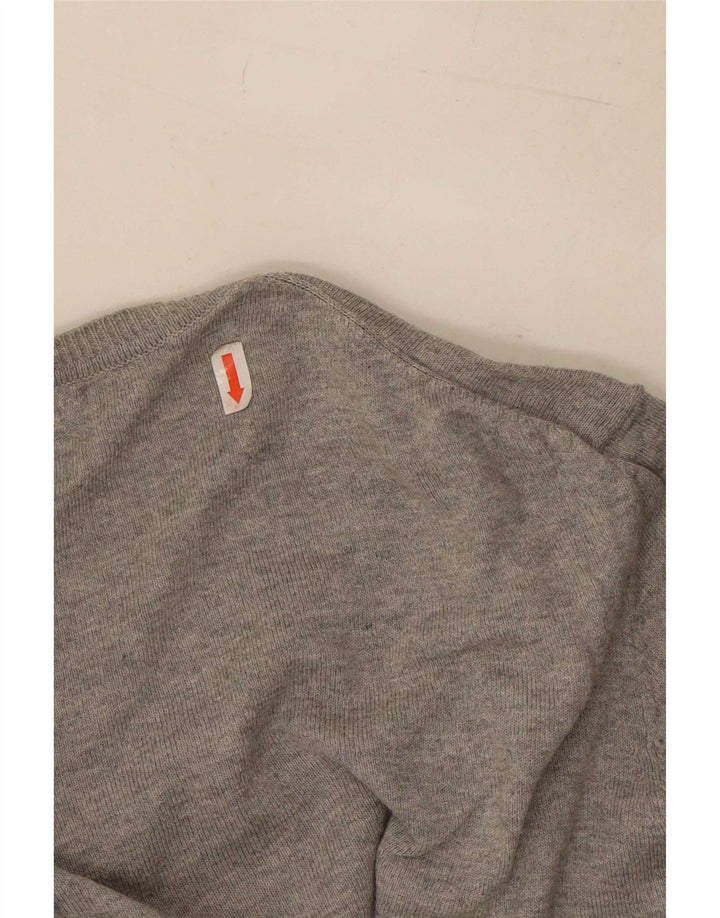 Zara Suéter masculino com gola redonda e seda cinza médio