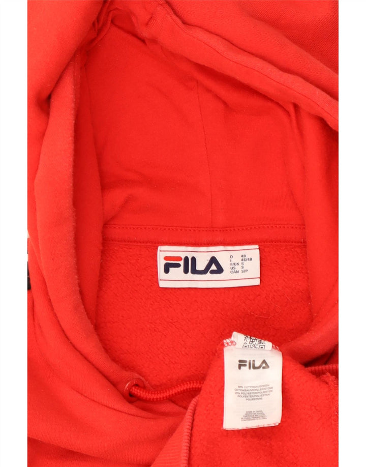 FILA Suéter com capuz gráfico masculino pequeno algodão colorido vermelho