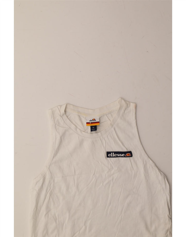 ELLESSE Girls Graphic Vest Top 9-10 Years White Cotton Vintage Ellesse and Second-Hand Ellesse from Messina Hembry 