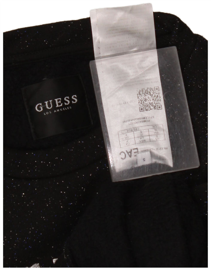 GUESS Suéter feminino oversized cropped UK 10 pequeno preto manchado