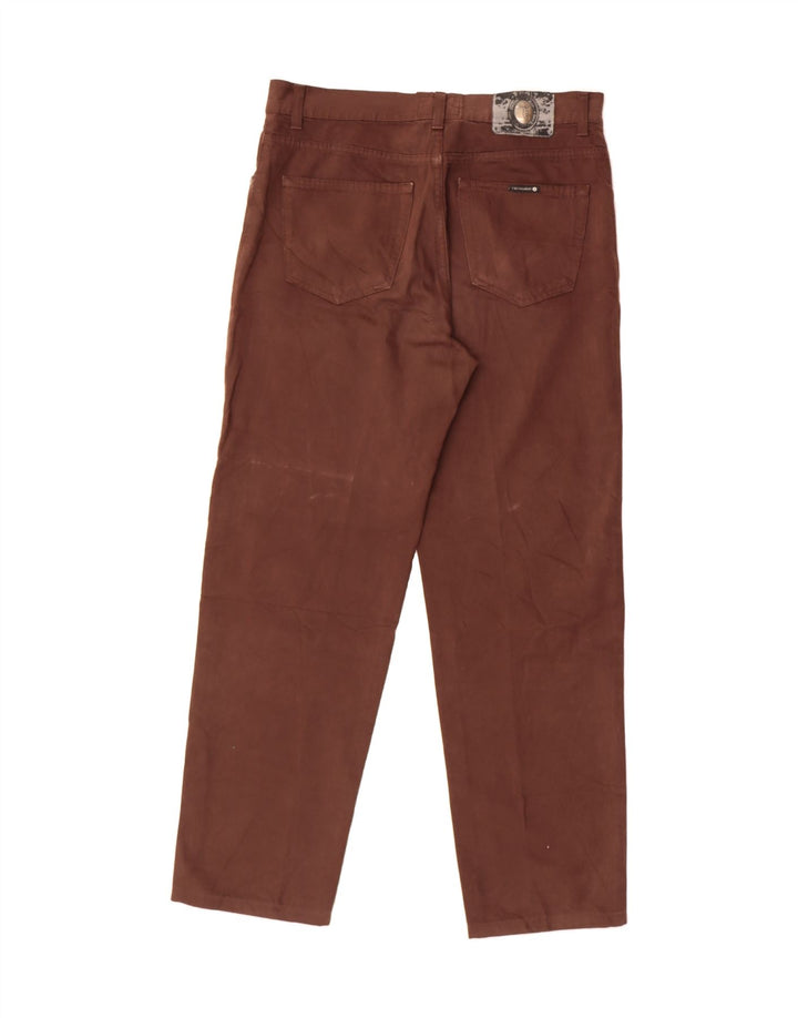 TRUSSARDI Mens Straight Casual Trousers W36 L31 Brown Cotton Vintage Trussardi and Second-Hand Trussardi from Messina Hembry 