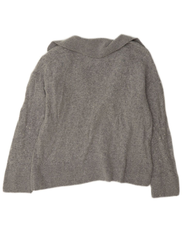 Suéter feminino Massimo Dutti com gola polo e gola redonda, tamanho pequeno, cinza, viscose