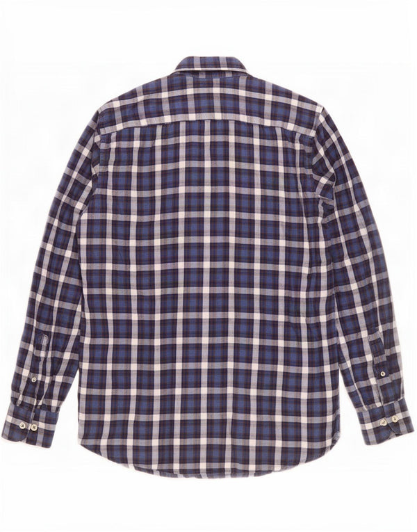 Camisa masculina de flanela Carrera Regular Fit azul marinho médio xadrez algodão