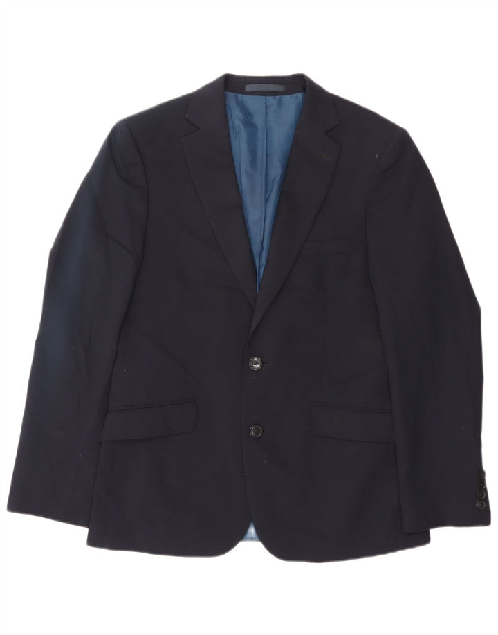 Jaqueta blazer masculina de 2 botões Marks & Spencer Reino Unido 38 lã azul marinho médio