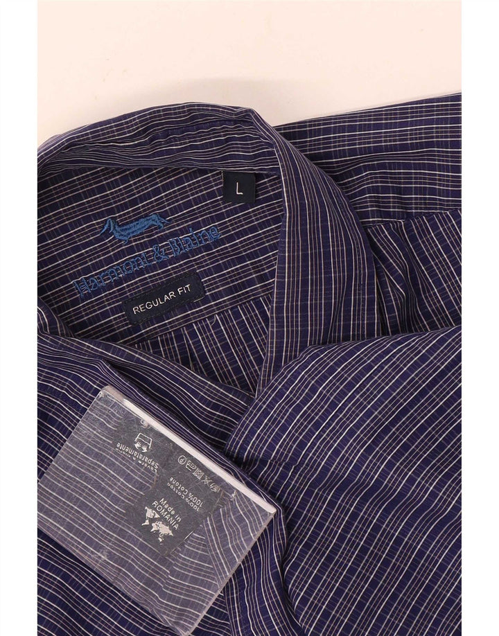 Camisa masculina Harmont & Blaine Regular Fit grande algodão xadrez azul