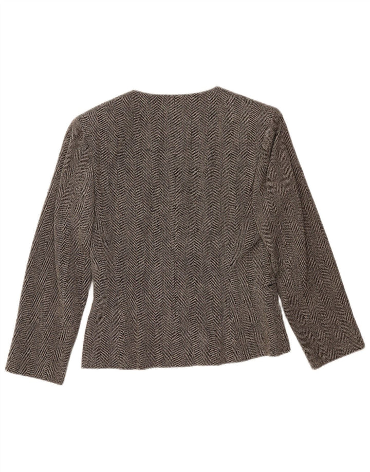 Jaqueta blazer feminina Maska com peito duplo IT 42 espinha de peixe cinza médio
