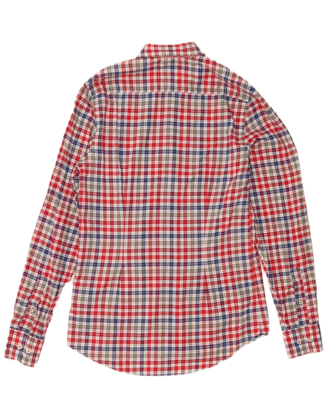 Tommy Hilfiger Camisa masculina slim fit pequena de algodão guingão multicolorido
