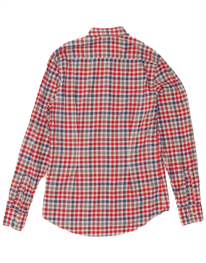 Tommy Hilfiger Camisa masculina slim fit pequena de algodão guingão multicolorido