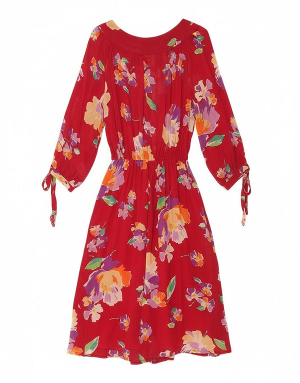 Vestido feminino Nefer manga 3/4 linha A IT 48 XL vermelho floral viscose