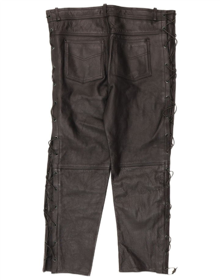 Calça masculina de couro slim American Eagle W36 L30 couro preto