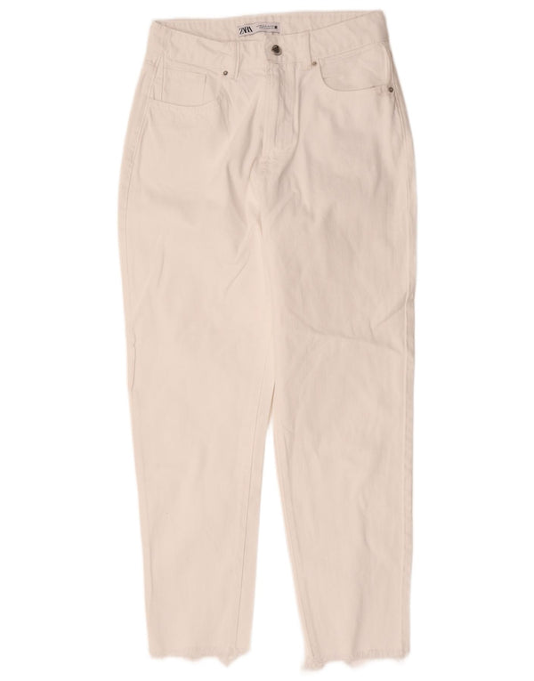 Zara Jeans Cônicos Femininos EU 38 Pequeno W28 L28 Algodão Branco