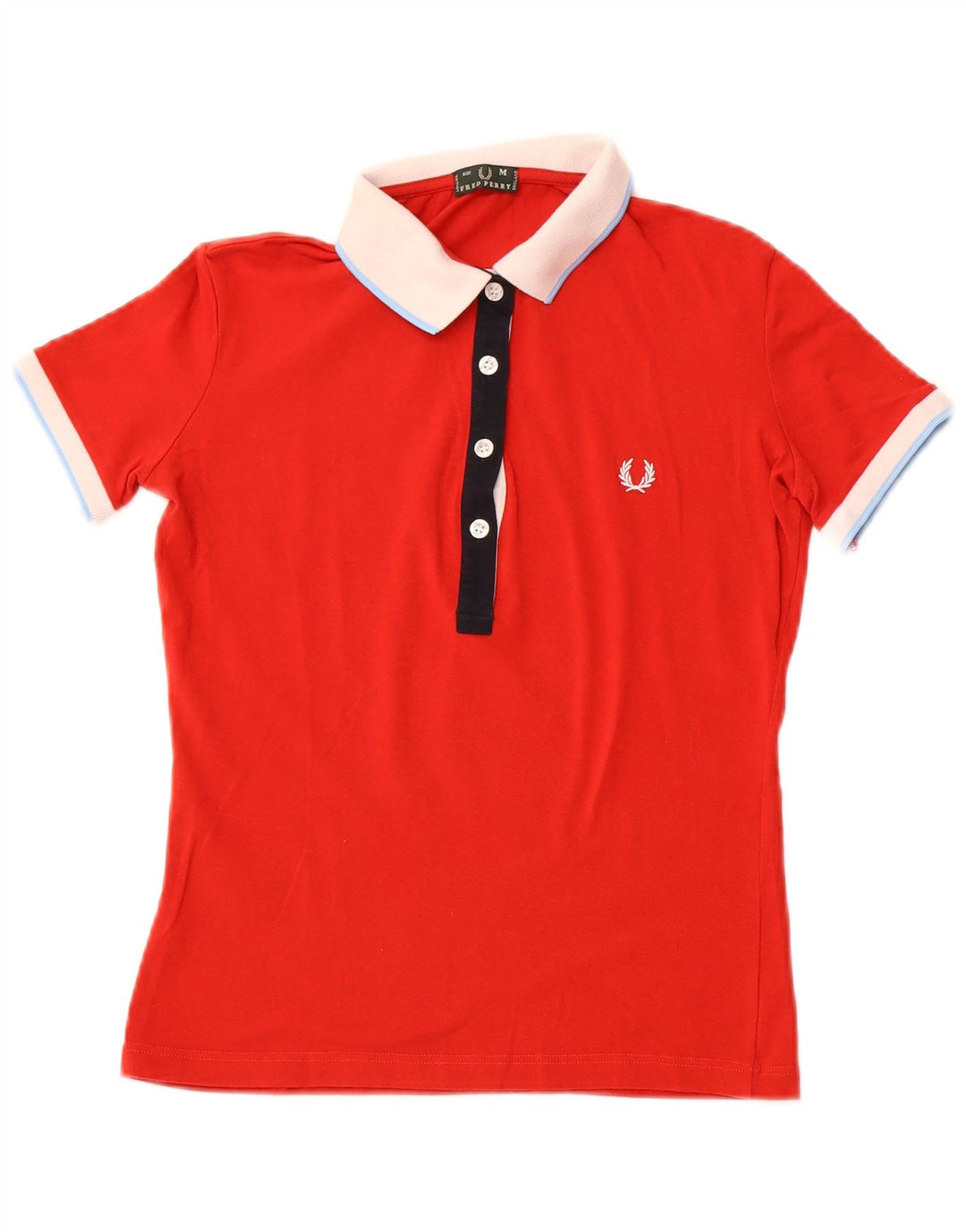 Camisa polo feminina de rugby FRED PERRY Reino Unido 12 algodão vermelho médio