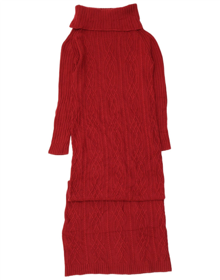 Vestido jumper feminino Simona Barbieri com conjunto duplo com gola redonda Reino Unido 12 médio vermelho