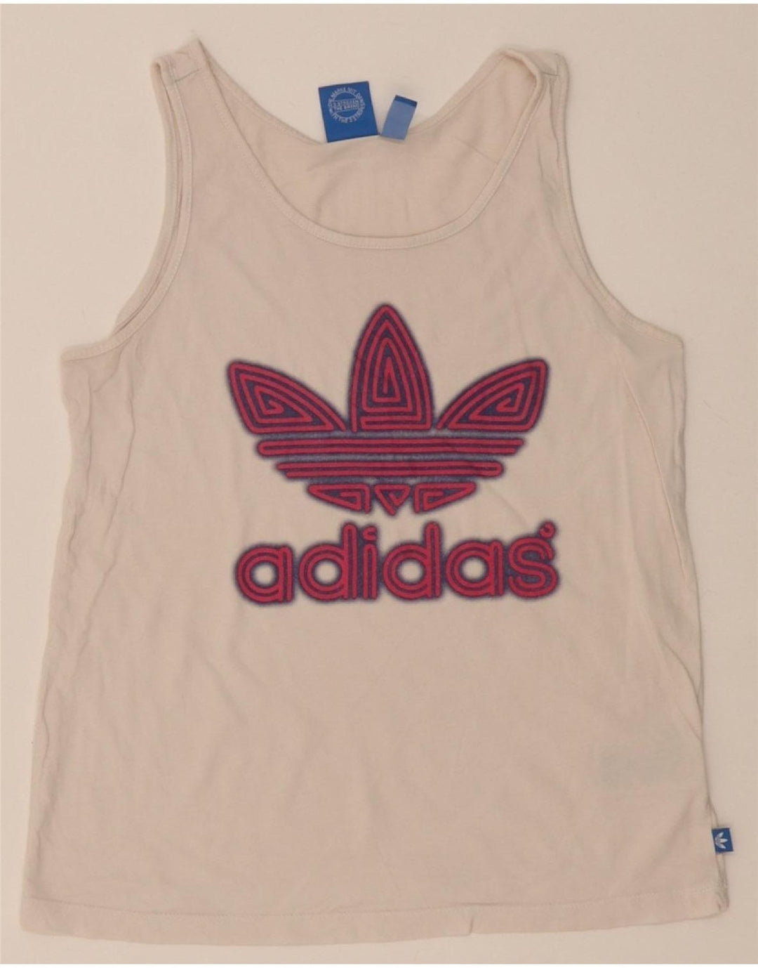 ADIDAS Womens Graphic Vest Top UK 6 XS White Cotton Vintage Adidas and Second-Hand Adidas from Messina Hembry 