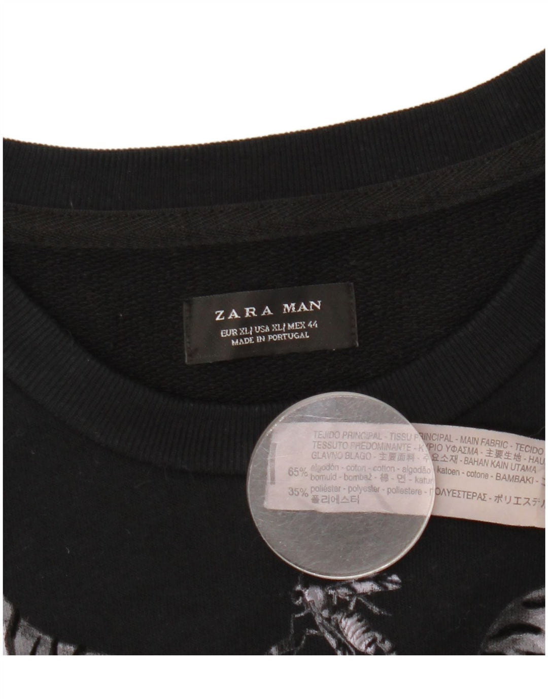 Zara moletom gráfico masculino Jumper XL preto algodão