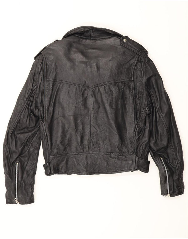 Vintage Mens Leather Biker Jacket UK 38 Medium Black