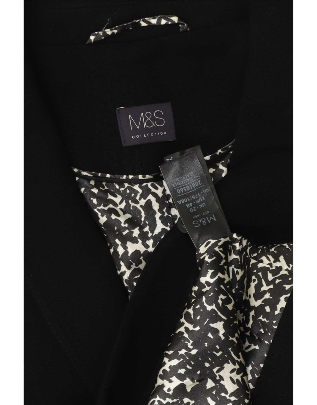 Jaqueta blazer feminina Marks & Spencer com 1 botão Reino Unido 20 2XL poliéster preto