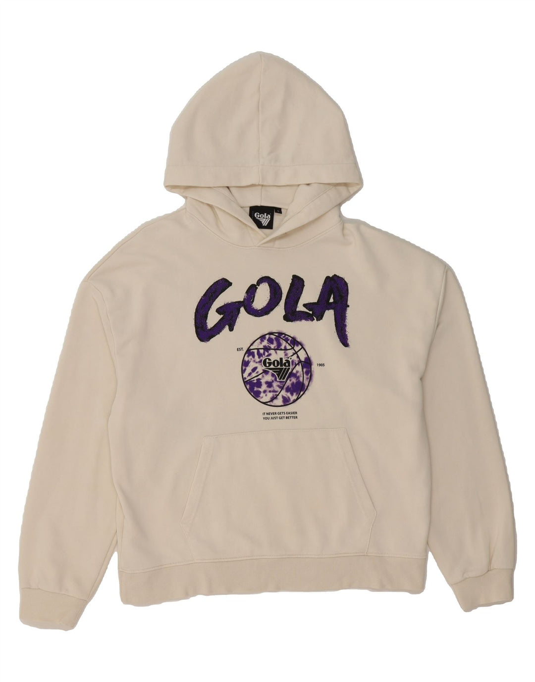 GOLA Mens Classic Fit Graphic Hoodie Jumper Small Beige Cotton Vintage Gola and Second-Hand Gola from Messina Hembry 