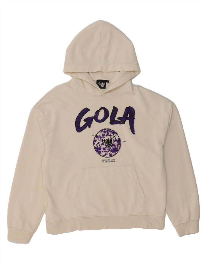 GOLA Mens Classic Fit Graphic Hoodie Jumper Small Beige Cotton Vintage Gola and Second-Hand Gola from Messina Hembry 