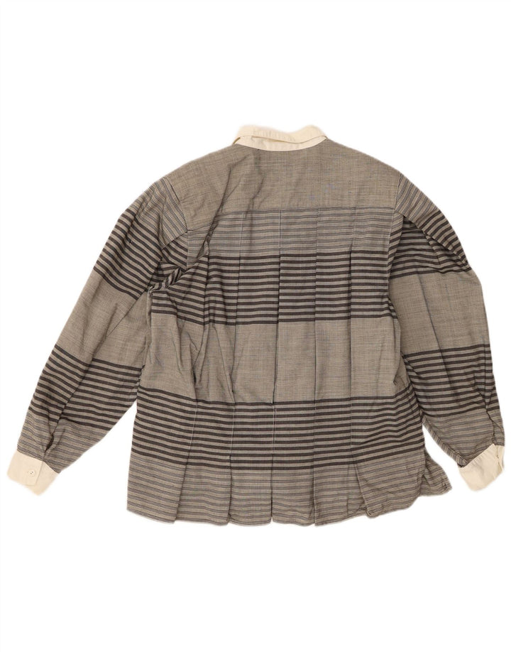 Blusa feminina vintage IT 44 listrada cinza médio