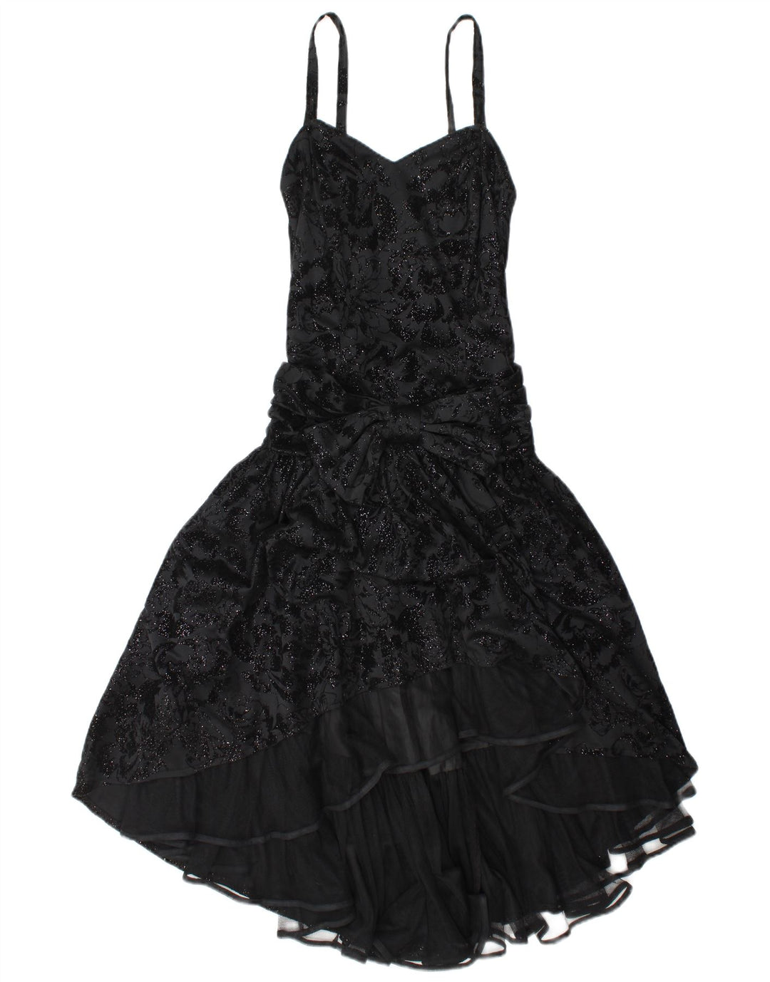 C&A Vestido maxi feminino sem mangas UE 36 pequeno preto floral poliéster