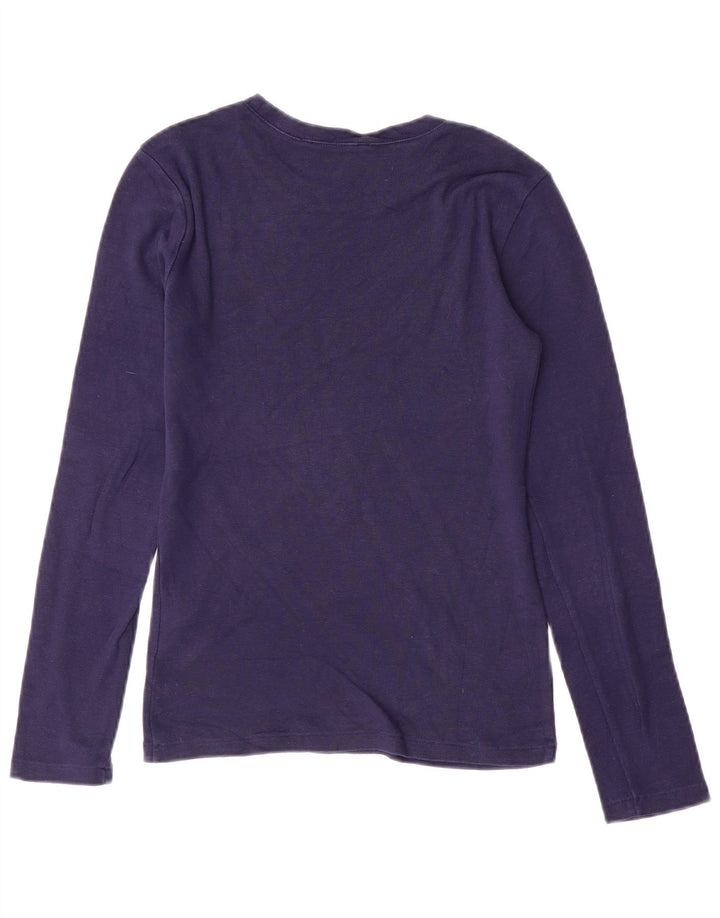 Top feminino RALPH LAUREN manga comprida Reino Unido 10 pequeno algodão azul marinho