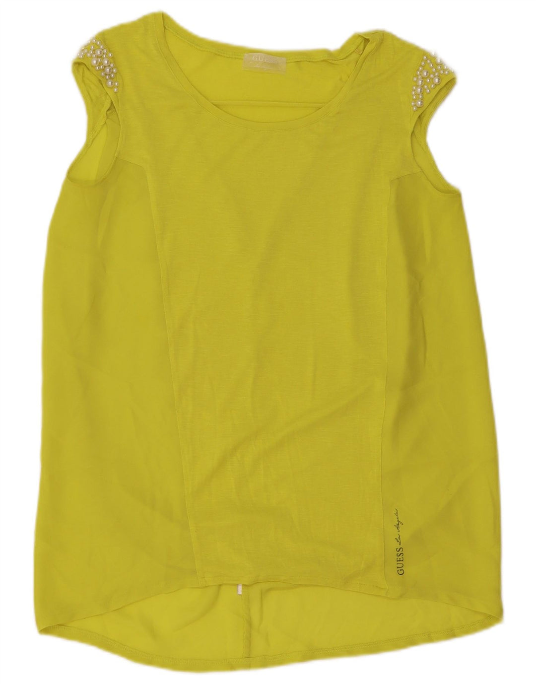 Guess Vestido túnica feminino sem mangas UK 14 Médio Amarelo
