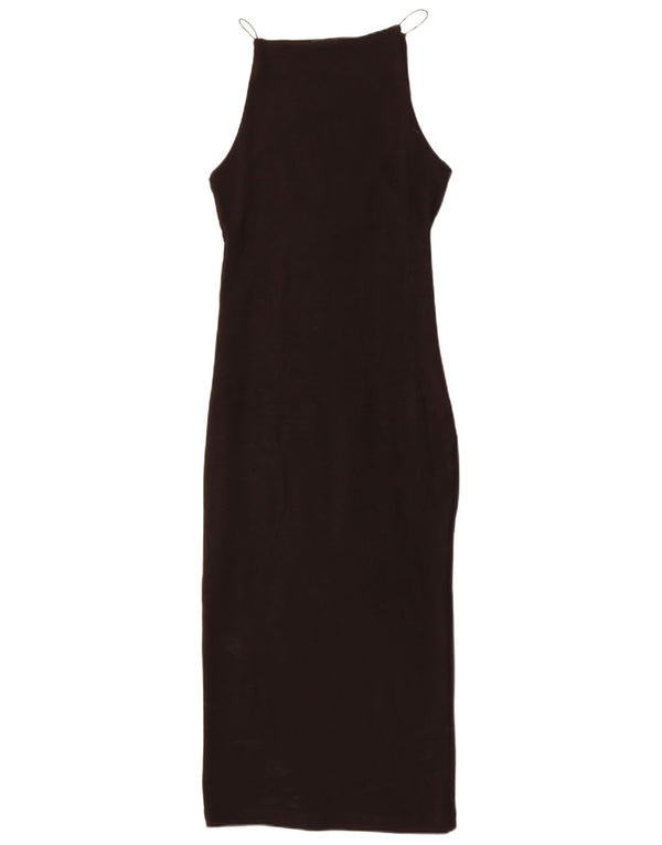 Vestido bodycon feminino sem mangas Zara Reino Unido 12 algodão preto médio
