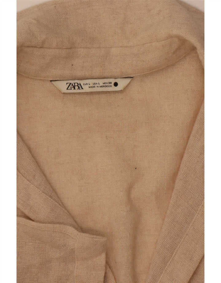 Zara Camisa Feminina Reino Unido 16 Grande Bege