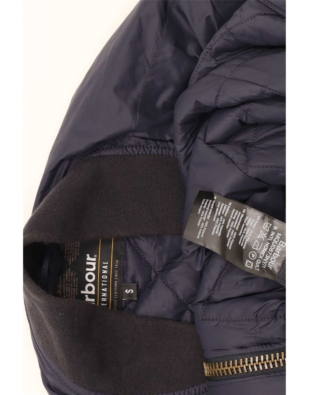 Jaqueta acolchoada masculina Barbour UK 36 pequena poliamida azul marinho Colourblock