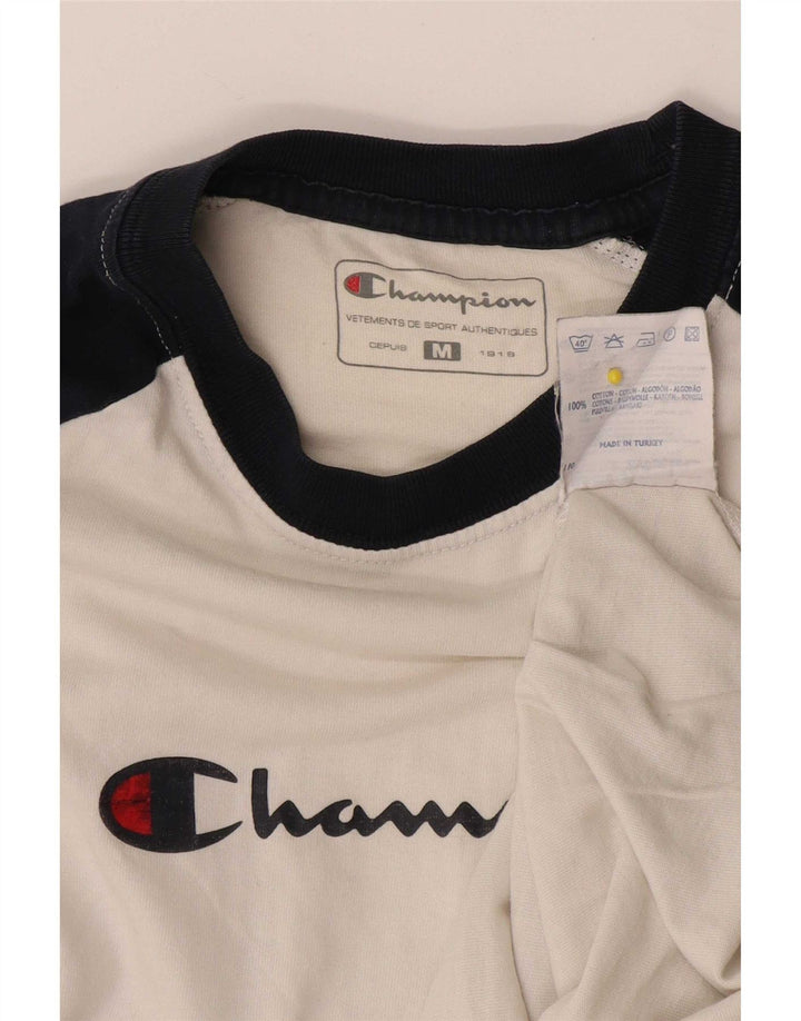 Campeão masculino Heritage Graphic Top manga comprida médio branco colorblock