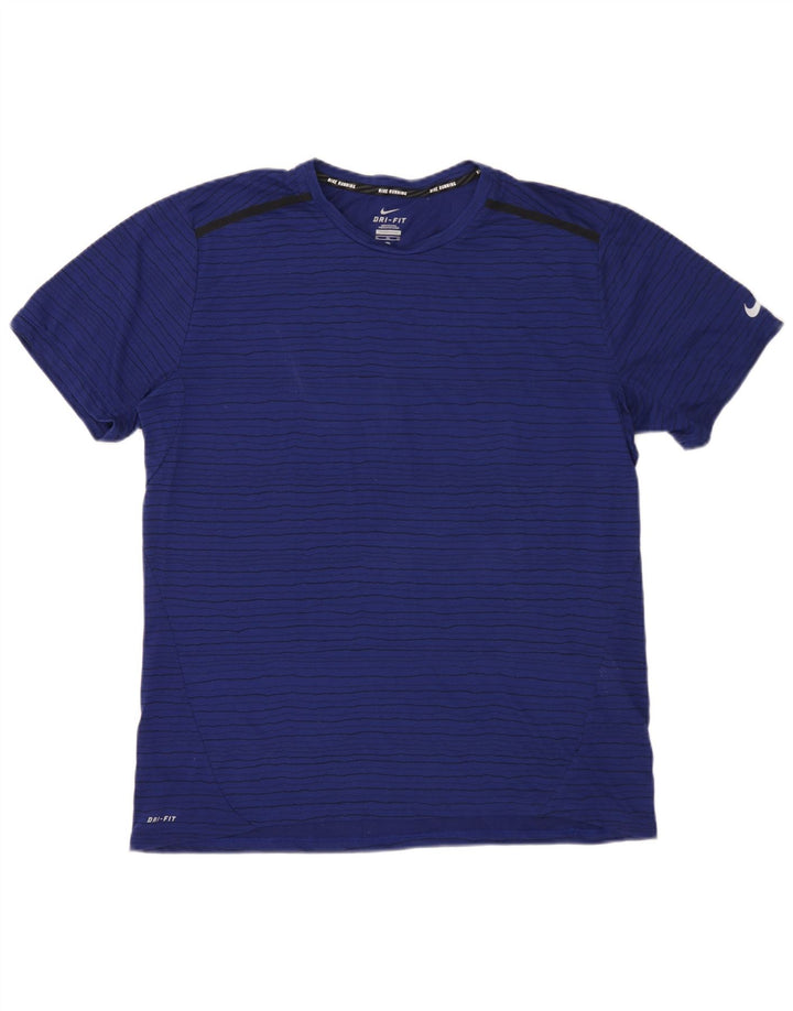 Camiseta masculina Nike Dri Fit Top XL azul marinho listrado poliéster