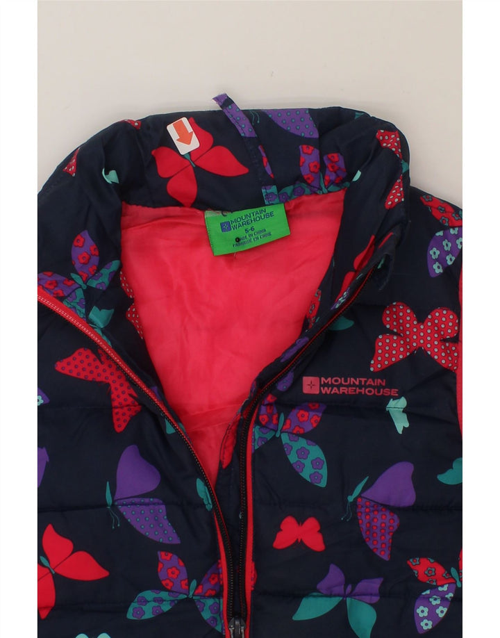 MOUNTAIN WAREHOUSE Girls Padded Gilet 5-6 Years Navy Blue Butterfly Vintage Mountain Warehouse and Second-Hand Mountain Warehouse from Messina Hembry 
