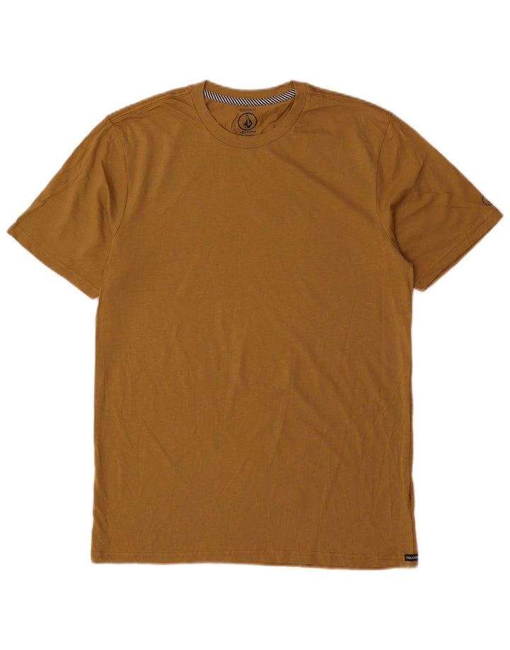 Volcom Mens Modern Fit T-Shirt Top Pequeno Algodão Bege