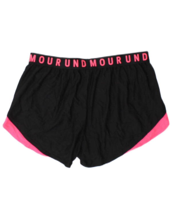Shorts esportivo feminino Under Armour Heat Gear UK 14 grande bloco colorido preto