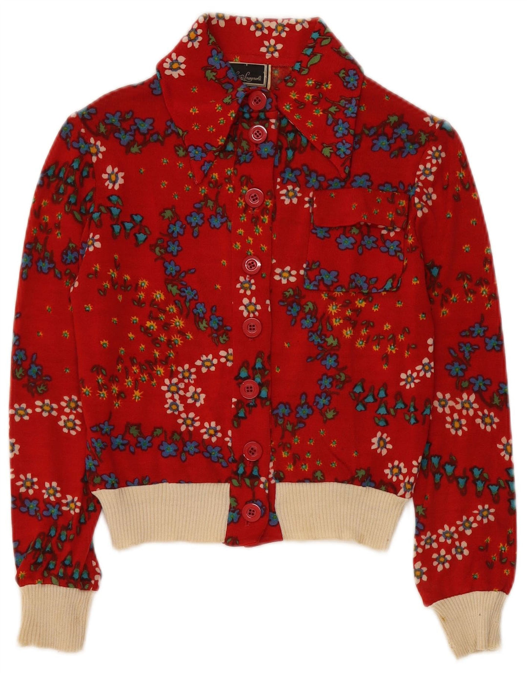 Suéter cardigan feminino LUISA SPAGNOLI Reino Unido 10 pequeno floral vermelho