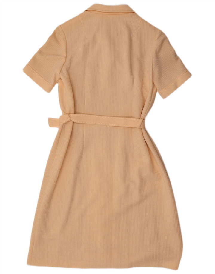 Vestido polo feminino vintage UK 12 médio bege