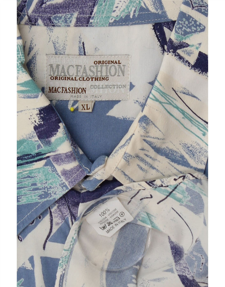 Camisa masculina de manga curta com padrão abstrato MAC FASHION XL azul viscose