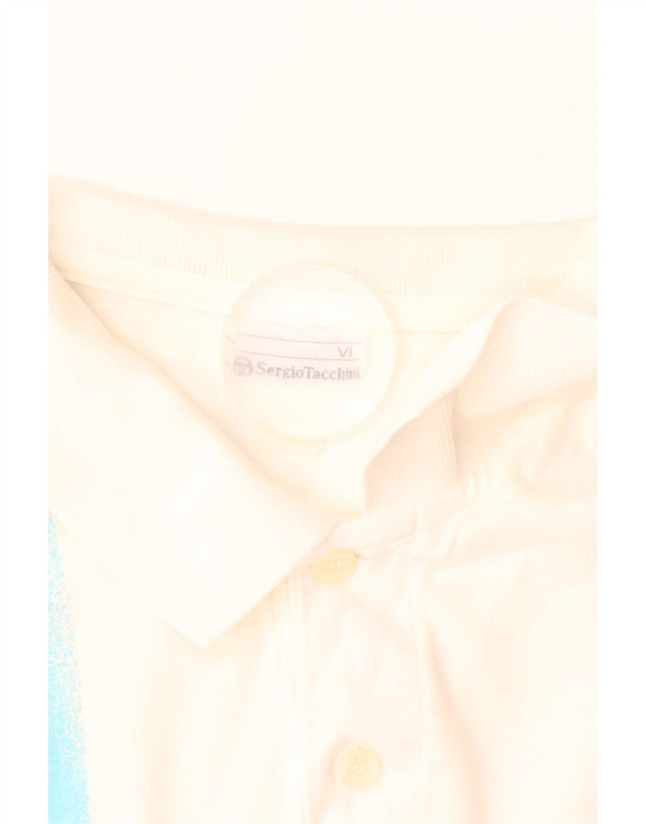 SERGIO TACCHINI Camisa polo masculina EU 52 grande listrada branca