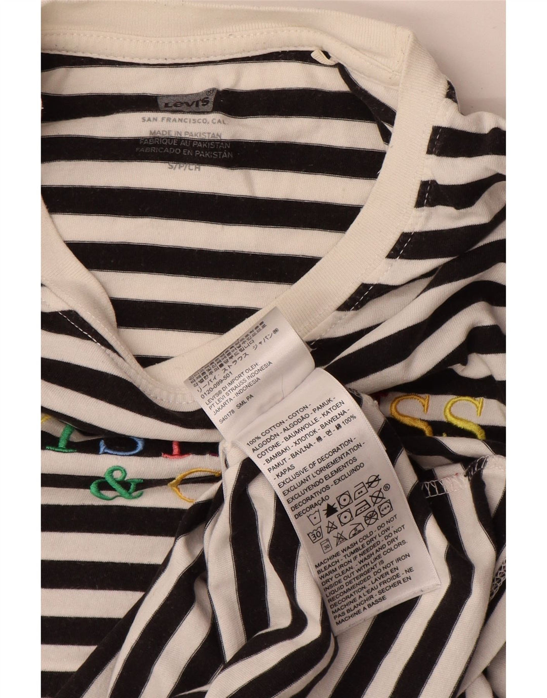 Top cropped feminino Levi's manga comprida UK 10 listrado branco pequeno
