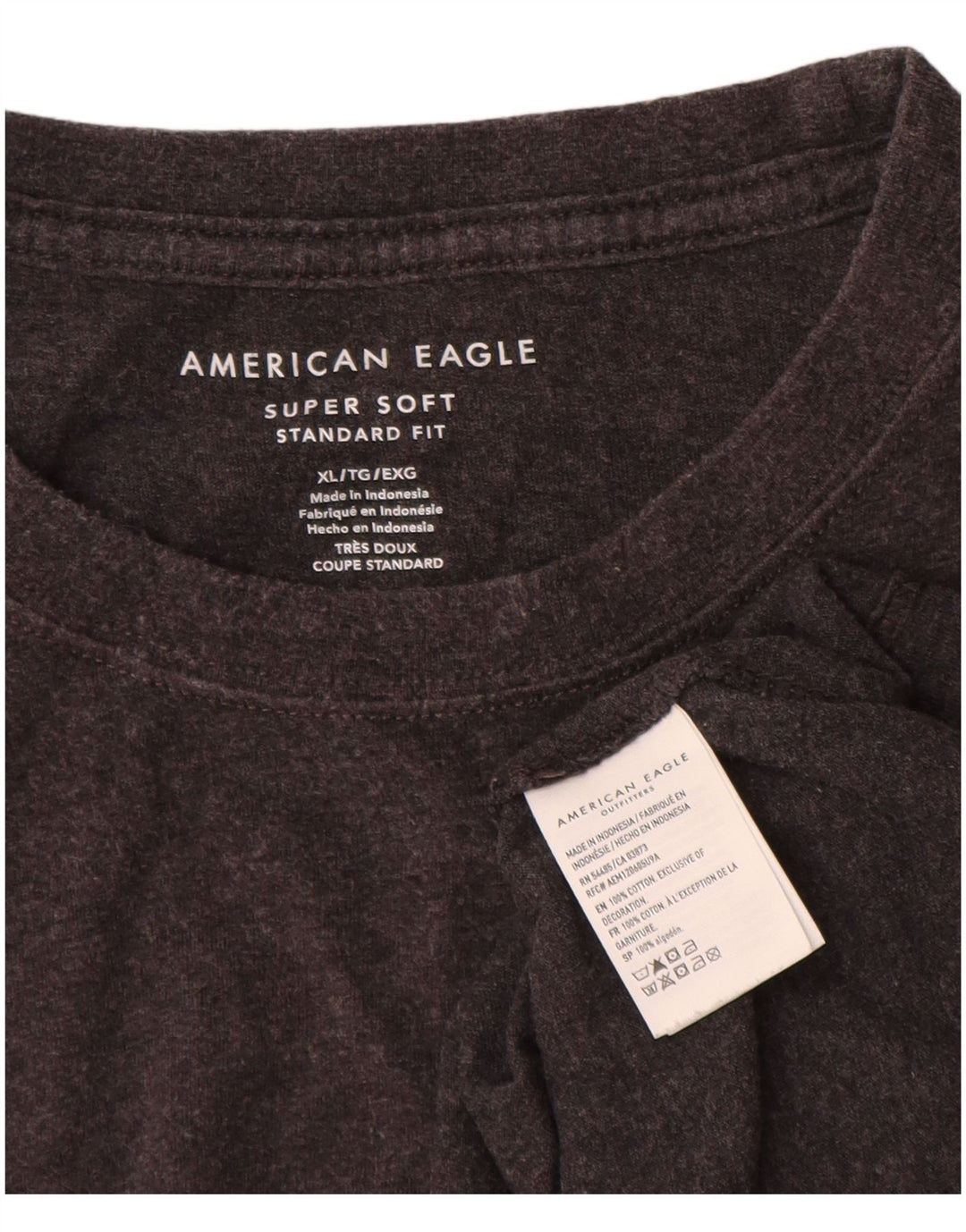 American Eagle Camiseta masculina de ajuste padrão Top XL algodão cinza